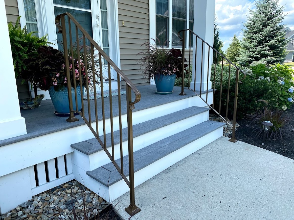Customizeable Front Step Railing Safety Iron Works - Custom Wrought Iron Railings & Fences