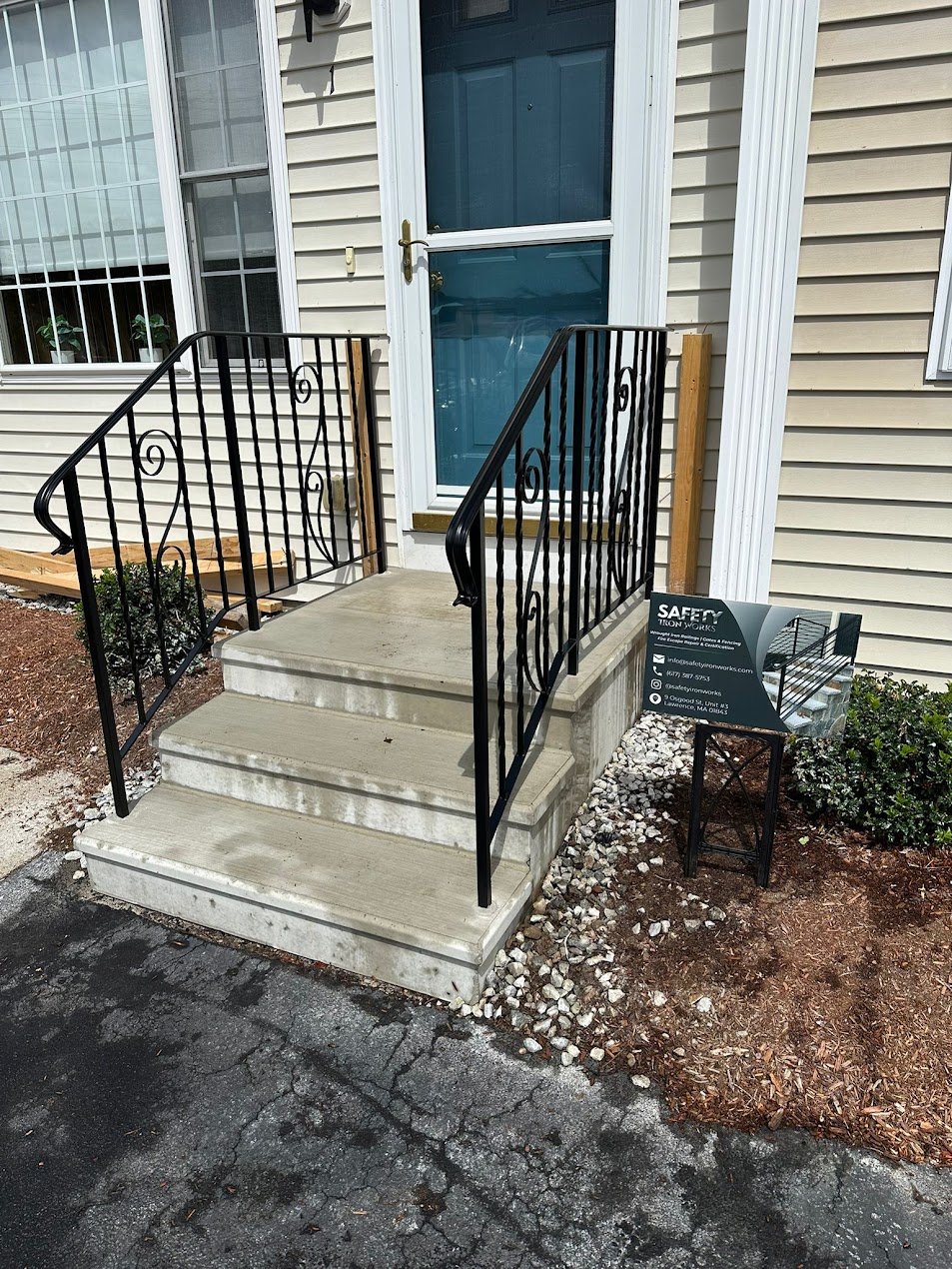 Customizeable Front Step Railing Safety Iron Works - Custom Wrought Iron Railings & Fences